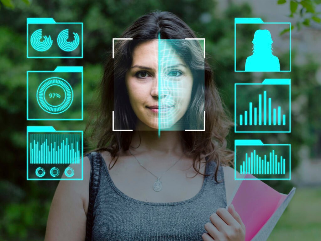 Digital illustration of a customer interacting with an AI chatbot on a mobile device.